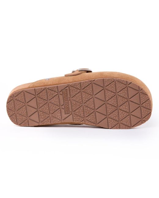 Minnetonka Natural Suede Adjustable Buckle Clogs