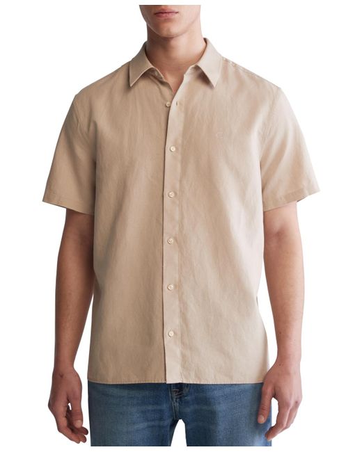 Calvin Klein Natural Classic-fit Textured Button-down Shirt for men