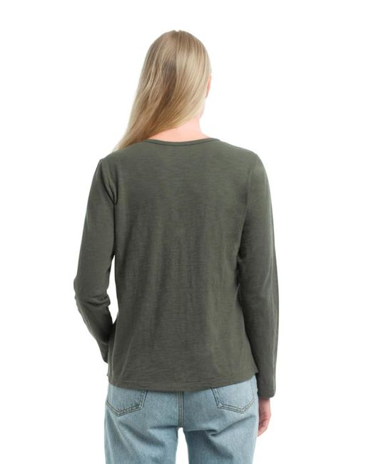 Wilt Green U Neck Button Placket Tee