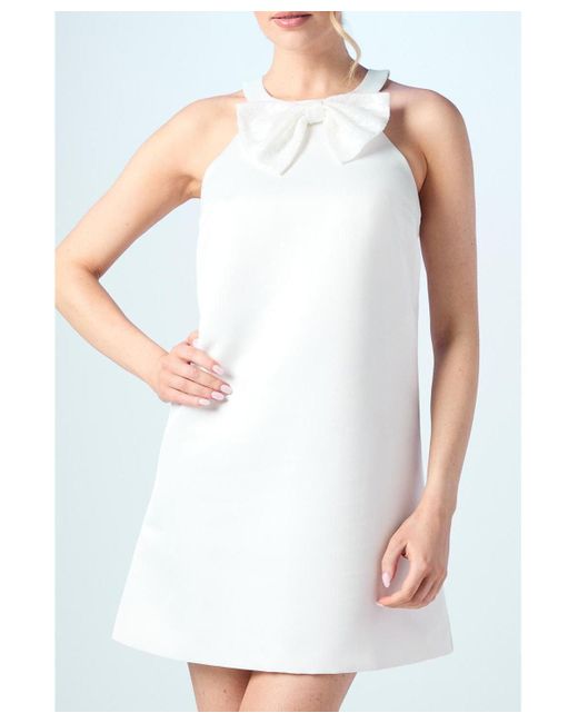 Coast White Sequin Bow Shift Bridal Mini Dress