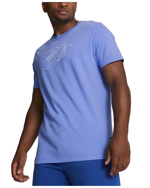 PUMA Blue Lace Up Regular-fit Logo Graphic T-shirt for men