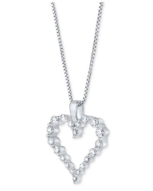 Macy's Metallic Diamond Heart 18" Pendant Necklace (1/2 Ct. T.w.