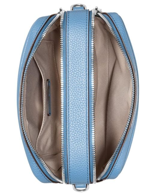 Michael Kors Blue Michael Bryant Medium Leather Double Zip Chain Camera Crossbody