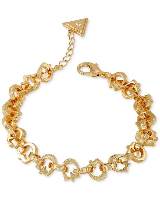 Guess Gold-tone G-link Logo Statement Flex Bracelet in Metallic | Lyst