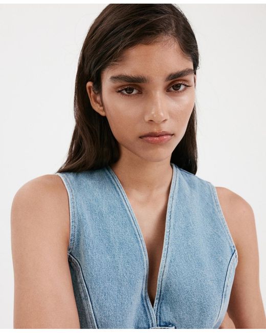 Mango Blue toggles Denim Top