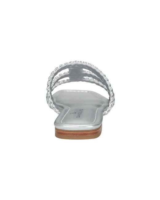 Bandolino White Sumer Woven Caged Flat Slide Sandals