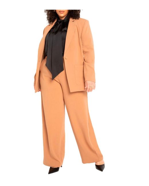 Eloquii Orange Plus Size Straight Leg Doublecloth Pant