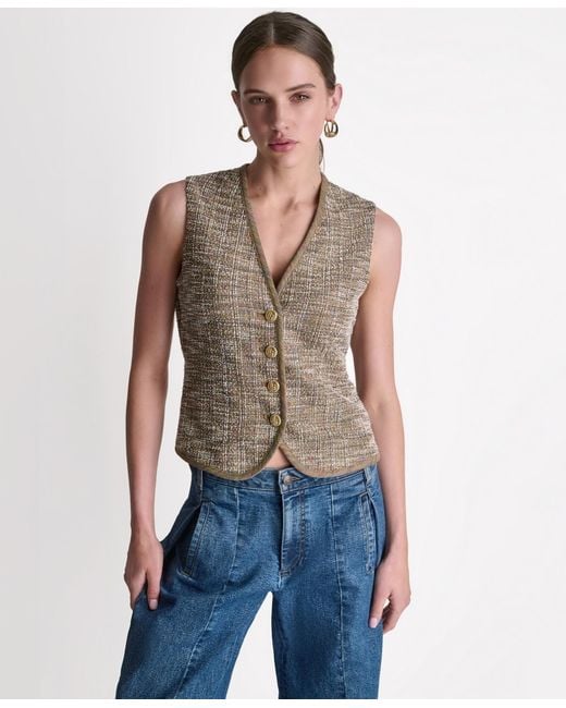 BCBGMAXAZRIA Blue V-neck Button-front Vest
