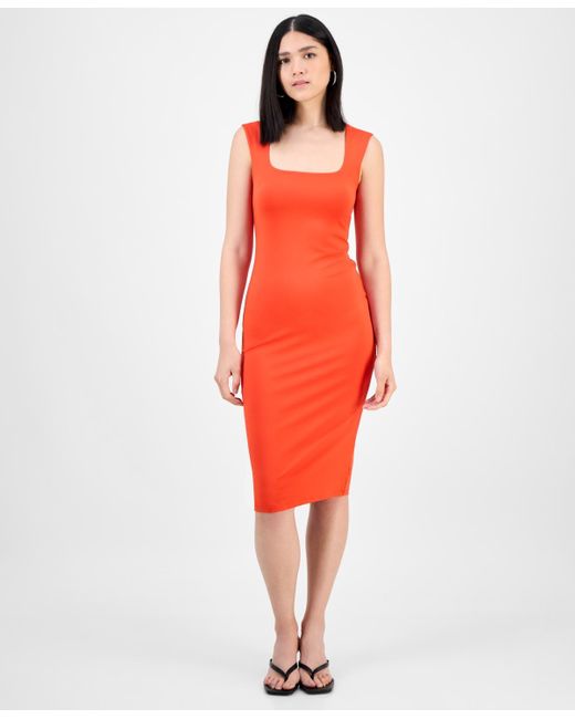 BarIII Red Scoop Tank Sleeveless Midi Dress