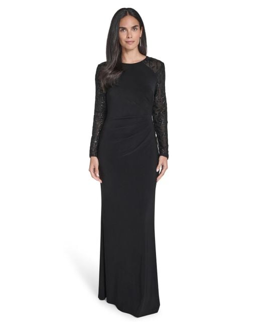 Jessica Howard Women's Black Raglan Sleeve Gown