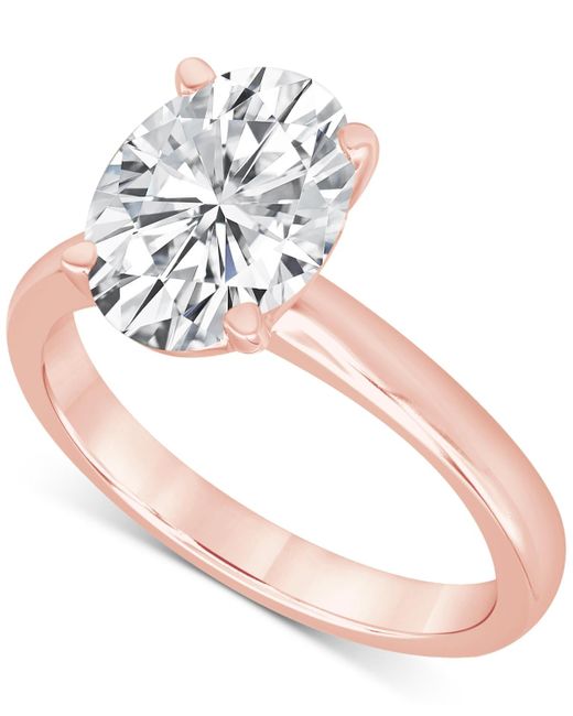 Badgley Mischka Pink Certified Lab Grown Diamond Oval-cut Solitaire Engagement Ring (5 Ct. T.w.
