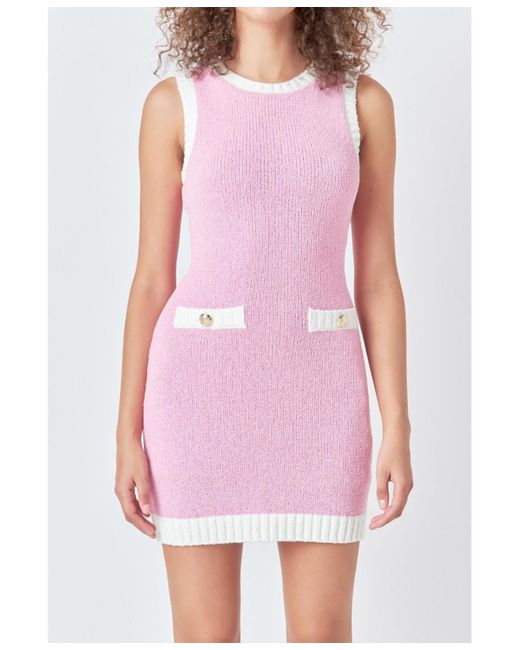 Endless Rose Pink Crochet Knit Mini Dress