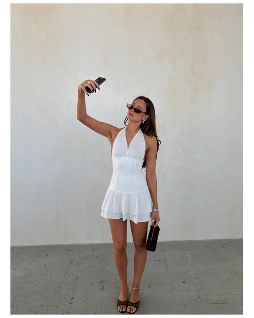 WeWoreWhat White Smocked Ruffle Mini Skirt