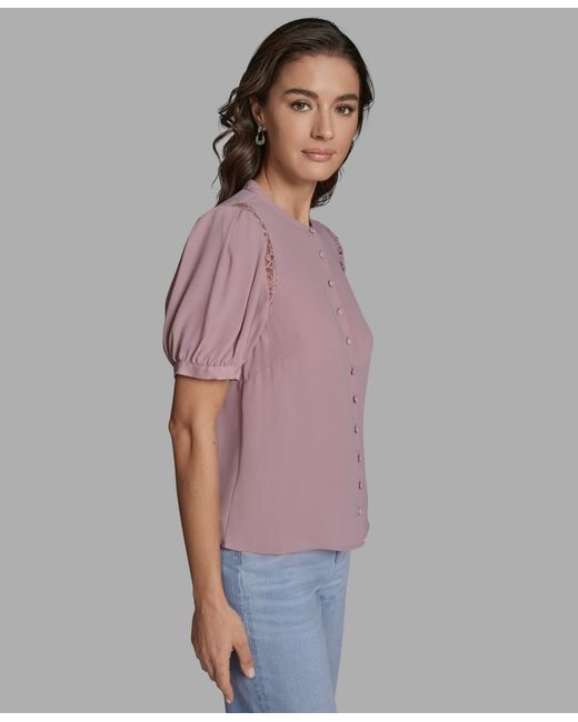 BCBGMAXAZRIA Purple Button Front Top