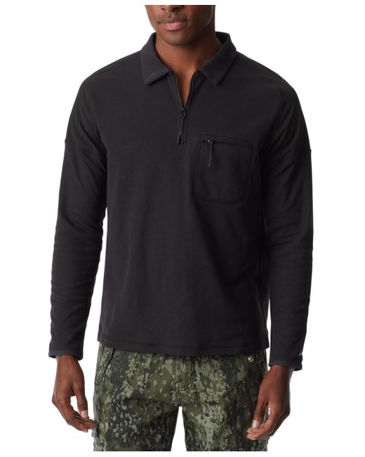 BASS OUTDOOR Black Long-sleeve Pique Polo Shirt for men