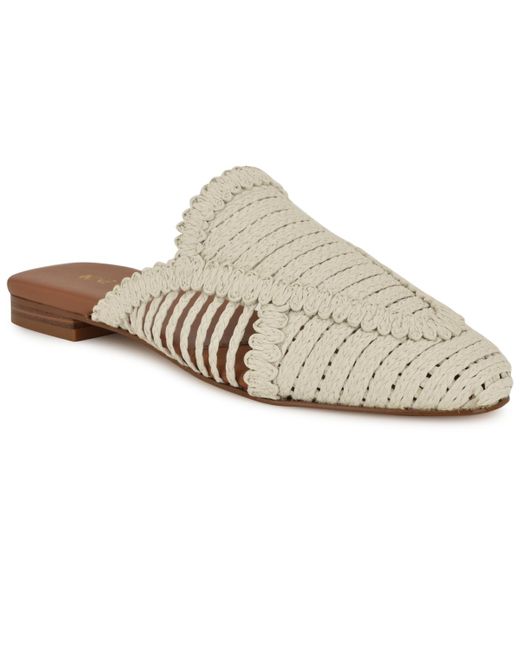 Nine West White Campton Woven Slip-on Mules