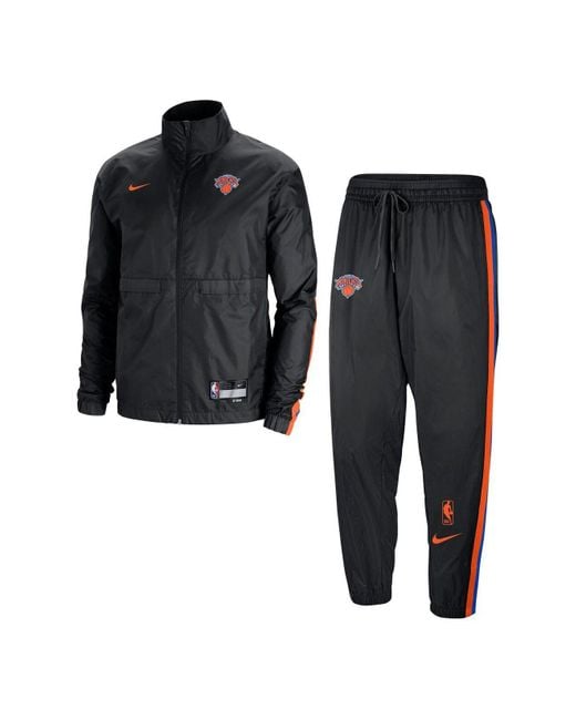 Nike Black, Orange New York Knicks 2022/23 City Edition Courtside Lightweight Woven Full-zip Track Suit Set for men