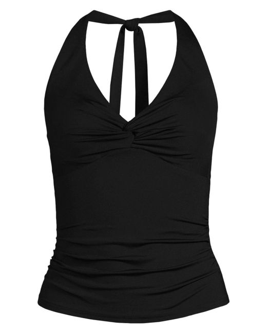 Lands' End Black Twist Halter Tankini Top