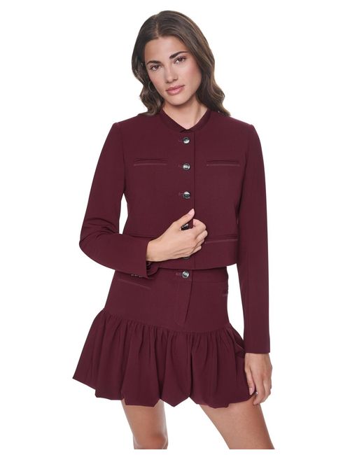 DKNY Purple Cropped Collarless Jacket