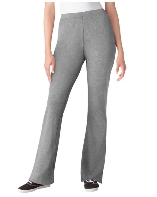 Woman Within Gray Plus Size Within Stretch-cotton Knit Pull-on Bootcut leggings