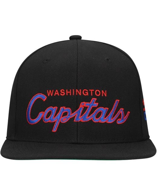 Mitchell & Ness Black Washington Capitals Core Team Script 2.0 Snapback Hat for men