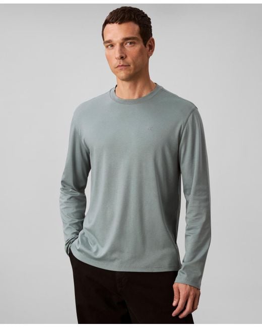 Calvin Klein Gray Crewneck Long Sleeve T-shirt for men