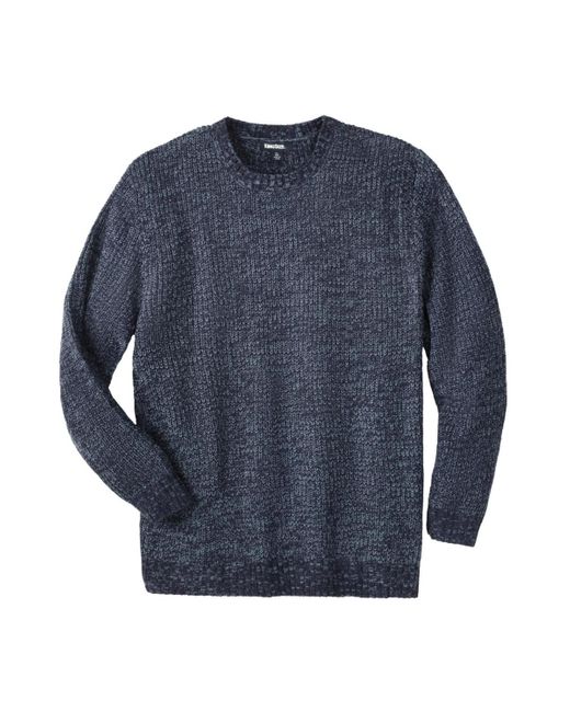 Kingsize Blue Big & Tall Shaker Knit Crewneck Sweater for men