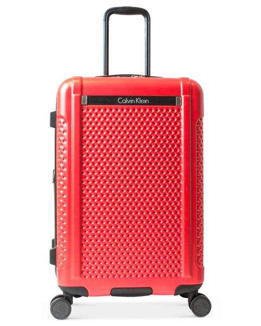 Calvin Klein Red Expandable Hardside Spinner Suitcase