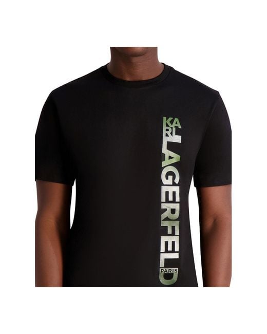 Karl Lagerfeld Black Short Sleeve Metallic Logo Crewneck T-shirt for men