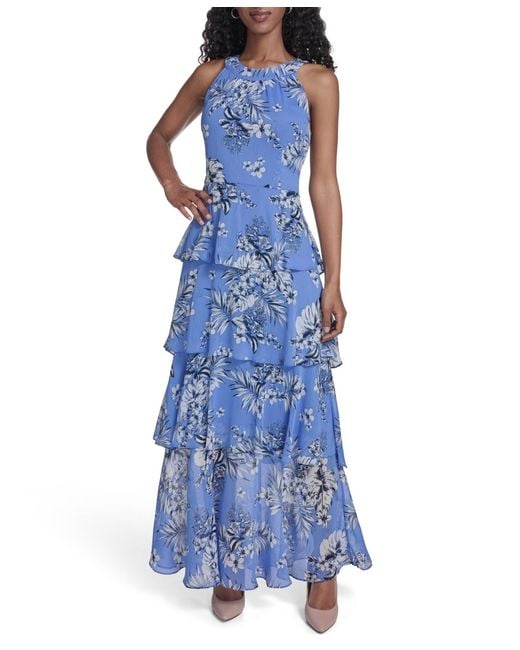 tommy hilfiger tiered chiffon maxi dress Tommy Hilfiger Women's Floral-Print Halter-Neck Tiered Sleeveless Dress