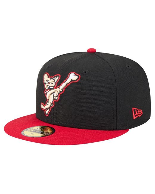 KTZ Black/red El Paso Chihuahuas Authentic Collection 59fifty Fitted Hat for men