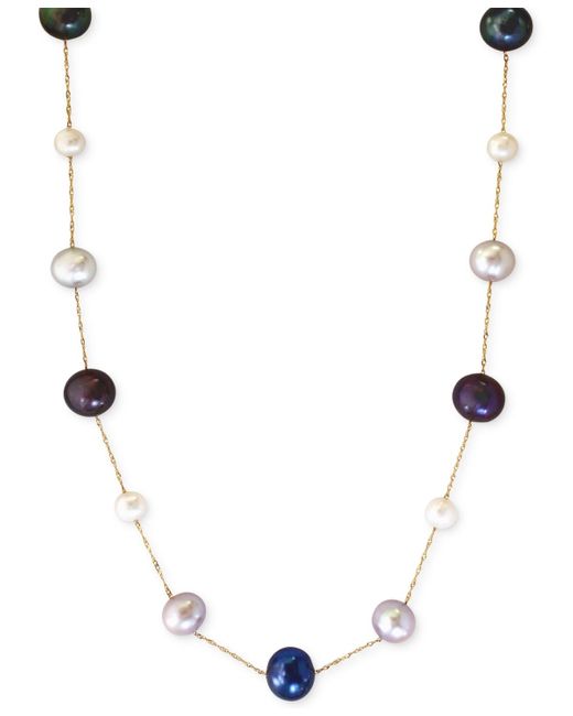Effy Multicolor Multi-color Cultured Freshwater Pearl Station Necklace In 14k Gold (6mm)
