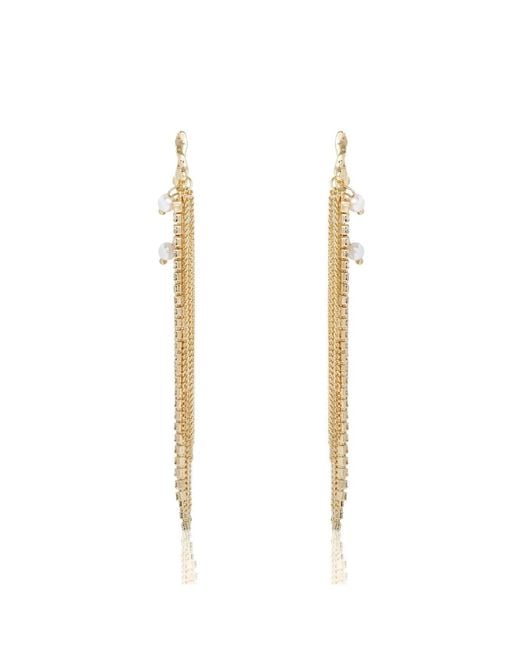 BCBGeneration White Layered Tassel Statement Earrings