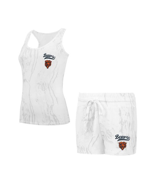 Concepts Sport White Chicago Bears Quartz Hacci Knit Tank Top And Shorts Sleep Set