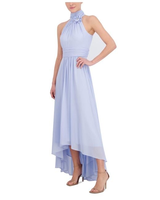 Eliza J Purple Petite High-low Halter Gown