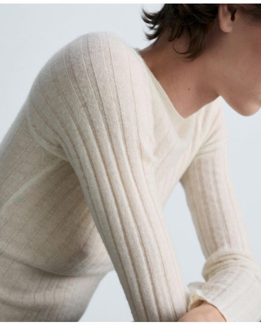 Mango Black Ribbed Round Neck Sweater