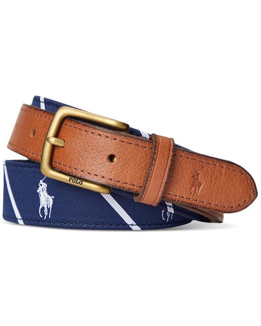 Polo Ralph Lauren Blue Leather-trim Belt for men