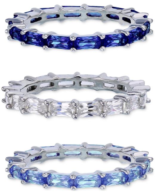 Macy's Blue 3-pc. Set Cubic Zirconia & Lab-grown Spinel Stacking Rings (12 Ct. T.w.