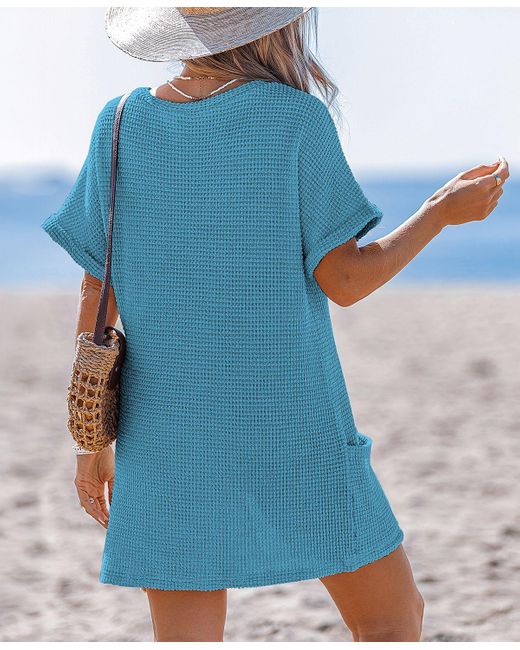 CUPSHE Blue Sunny Days Only Green Cover-up Mini Beach Dress