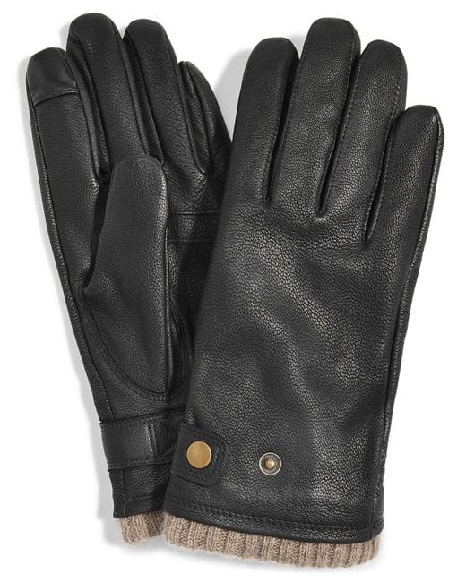 Club Room Black Quilted Cashmere Gloves for men