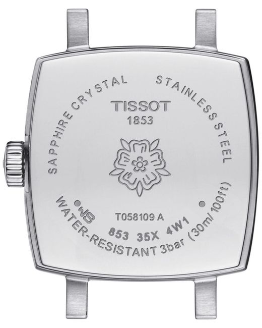Tissot Metallic Swiss Lovely Square Diamond Accent Stainless Steel Bracelet Watch 20mm