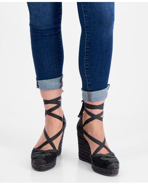 INC International Concepts Black Merryy Espadrille Wedge Sandals