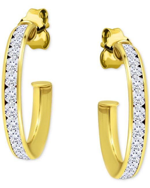 Giani Bernini Metallic Cubic Zirconia Channel Set Small Hoop Earrings