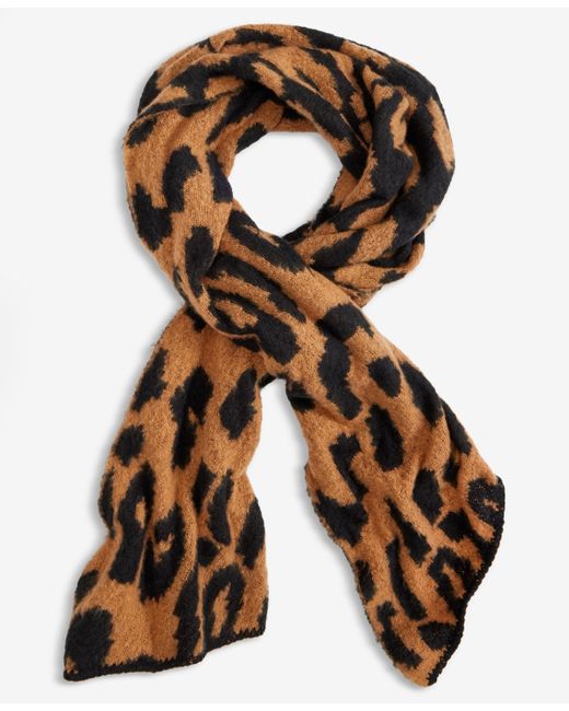 INC International Concepts Natural Leopard Print Bias Cut Scarf