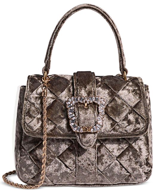 Sam Edelman Brown Brit Small Top Handle Velvet Shoulder Bag