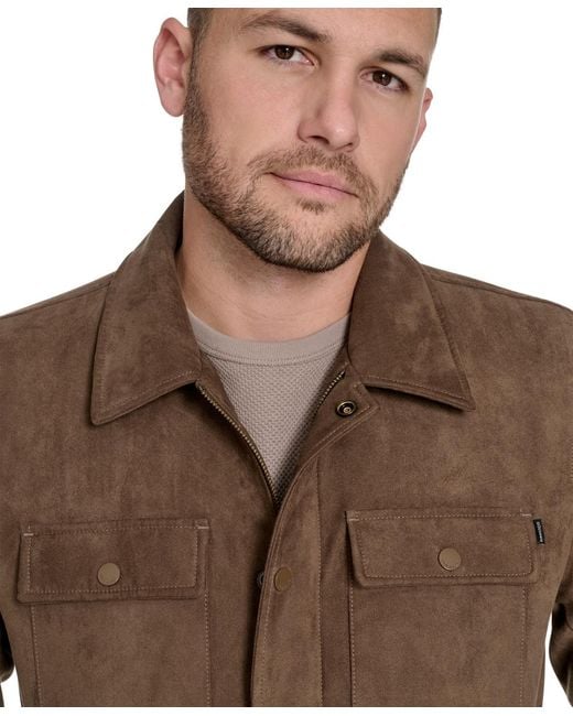 Dockers Brown Microsuede Shirt Jacket for men