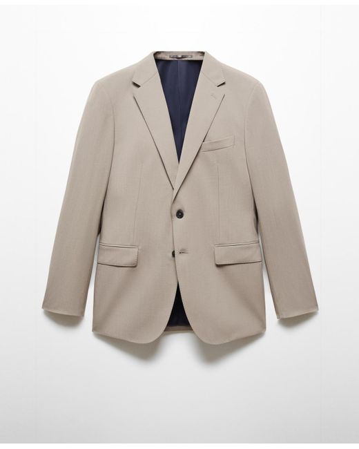 Mango Natural Slim-fit Wool Suit Blazer for men