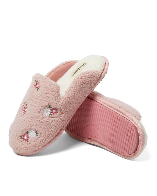 Dearfoams Pink Christmas Tree Teddy Scuff Slipper