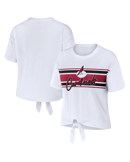 WEAR by Erin Andrews Arizona Cardinals Front Tie Retro T-shirt in White