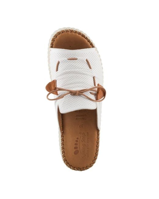 Spring Step White Nevelle Slides